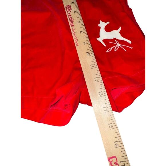 Vintage Nannette Red Velveteen Baby Romper White Deer Applique 3-6 Mo Made in US - Picture 9 of 11